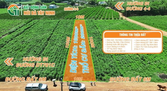 024-🔥🔥 CHỈ 900 TRIỆU – SỞ HỮU NGAY 1.000M² ĐẤT ĐẸP, CÓ 200M² THỔ CƯ – GẦN NÚI BÀ TÂY NINH 🔥🔥