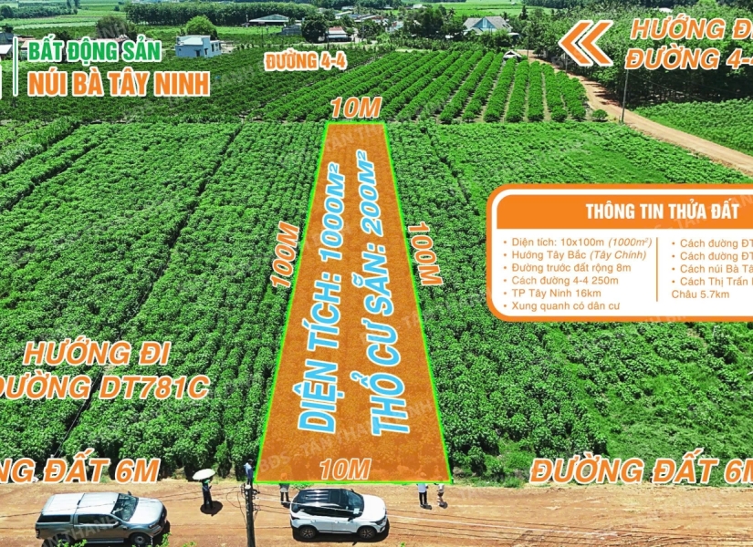 024-🔥🔥 CHỈ 900 TRIỆU – SỞ HỮU NGAY 1.000M² ĐẤT ĐẸP, CÓ 200M² THỔ CƯ – GẦN NÚI BÀ TÂY NINH 🔥🔥